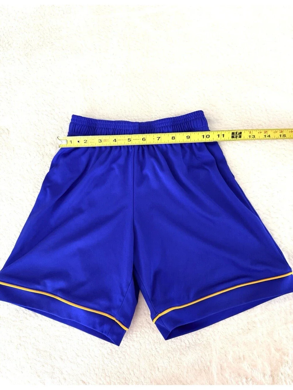 Adidas Climalite Soccer Shorts Boys Size S 140 Blue Yellow Athletic Activewear